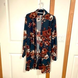 Buttery Soft Floral Cardigan w Elbow Patches - Med